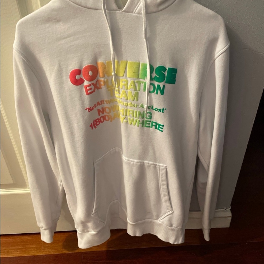 Converse Men's White Hoodie with Gradient Logo